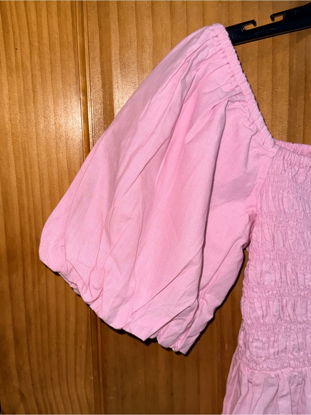 NWT Simply Southern Pink Smocked Square-Neck Puff Sleeve Scalloped Blouse-S - Picture 7 of 13